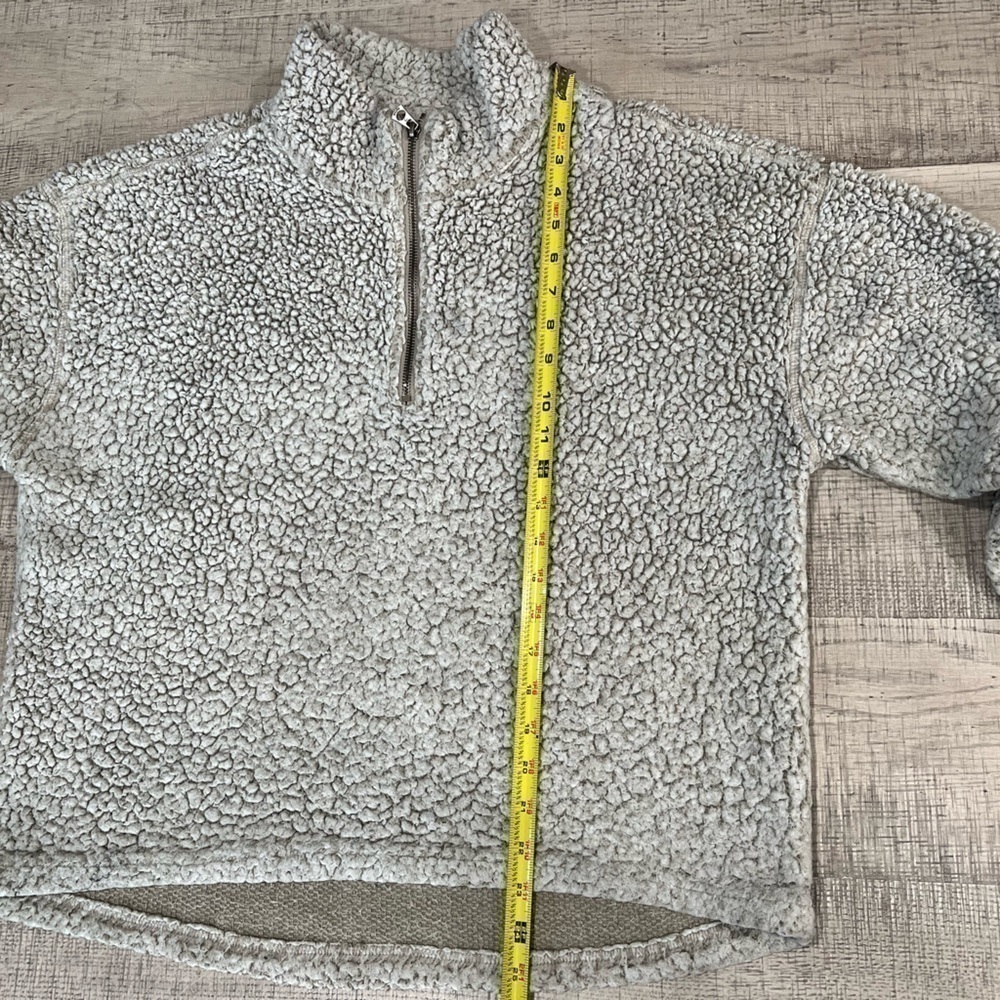 Dylan Light Grey Faux Fur Sherpa 3/4 Zip Up Pull Over Size Small - Picture 6 of 12
